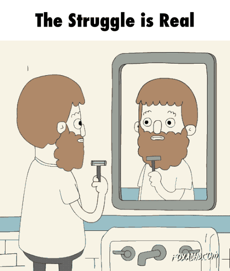 刮胡子 搞笑 卡通 打扮 照镜子