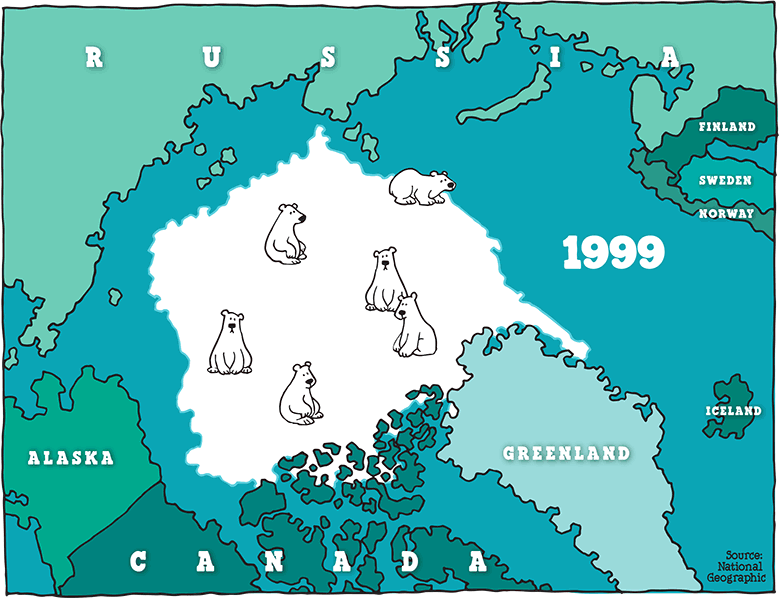 冰川 动画  地图 演示 北极熊