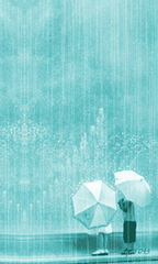 雨伞 蓝色 下雨 唯美 意境