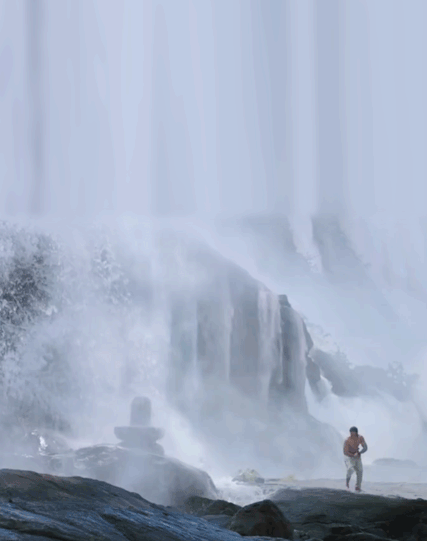 瀑布 跳起来 远距离 漂亮