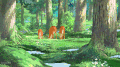 小鹿 树林 风景 二次元