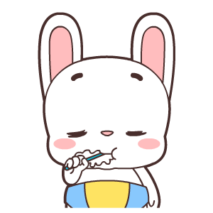 小白兔 刷牙 可爱 摇头