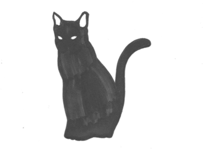 卡通 黑色 猫 动物 晃动尾巴