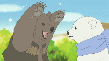 白熊咖啡厅 白熊 灰熊 下雪 寒冷 围巾