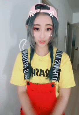 萌妹子 粉帽子 跳舞 比心