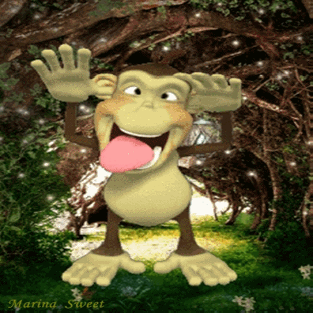 卡通 猴子 伸舌头 搞怪