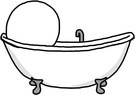 卡通 黑白 小人 洗澡 浴缸