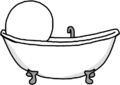 卡通 黑白 小人 洗澡 浴缸