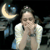 晚安 月亮 美女 捧脸