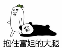 熊猫头 文字表情包 抱住富姐的大腿 搞怪 魔性 逗