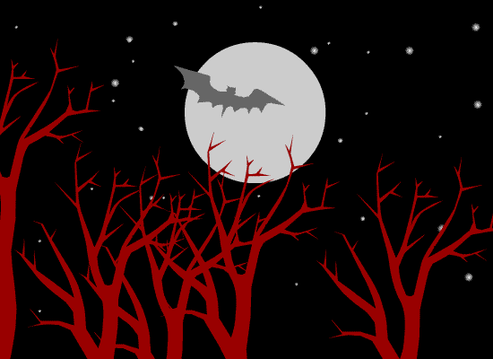 万圣节 蝙蝠 满月 诡异 扁平 艺术设计