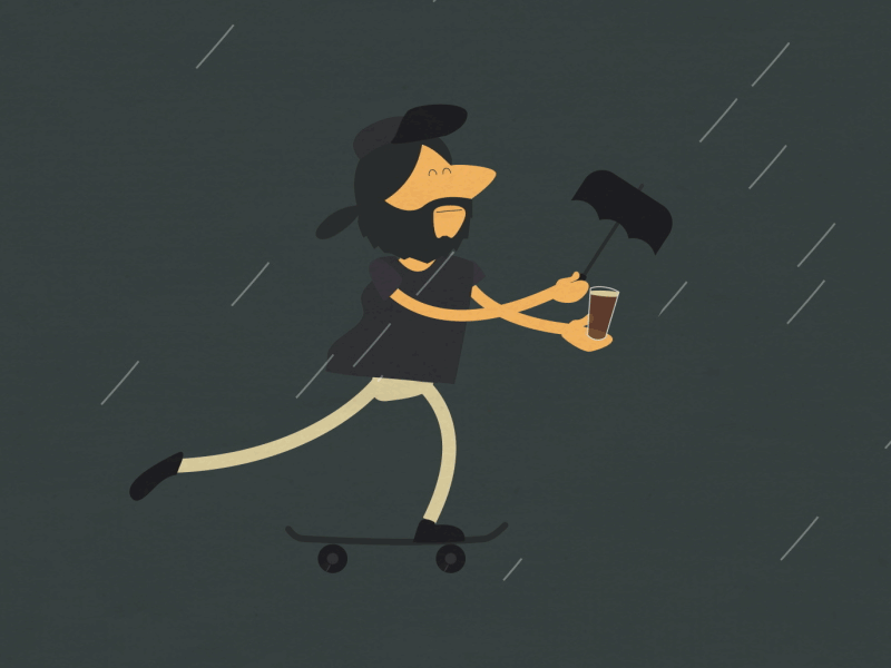 插画 艺术 滑板 无限循环 雨天 魔性
