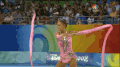 卡娜耶娃 奥运会 彩带 粉色 艺术体操
