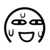 卡通 张大嘴 流汗 黑色