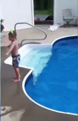 泳池 跳跃 蓝色 搞笑