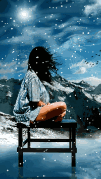 动画 坐下 大雪 美文美图
