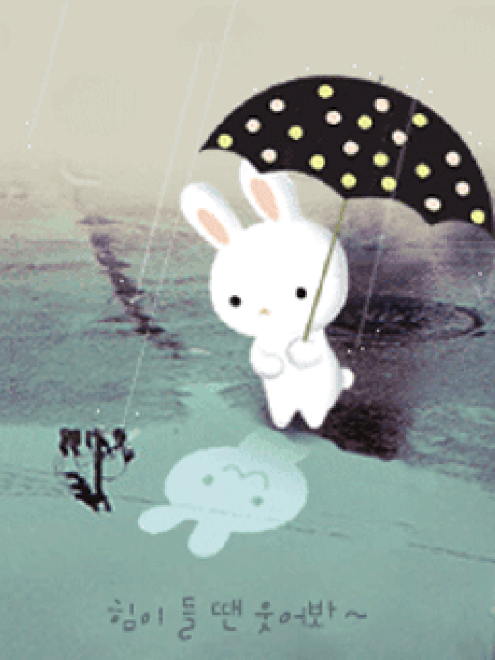 小白兔 下雨 雨伞 可爱