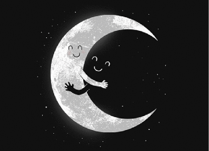 月亮 拥抱 笑脸 开心