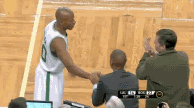 雷阿伦 NBA 篮球 凯尔特人 雷吉米勒 握手 致意 激烈对抗 汗流浃背 英气逼人 劲爆体育
