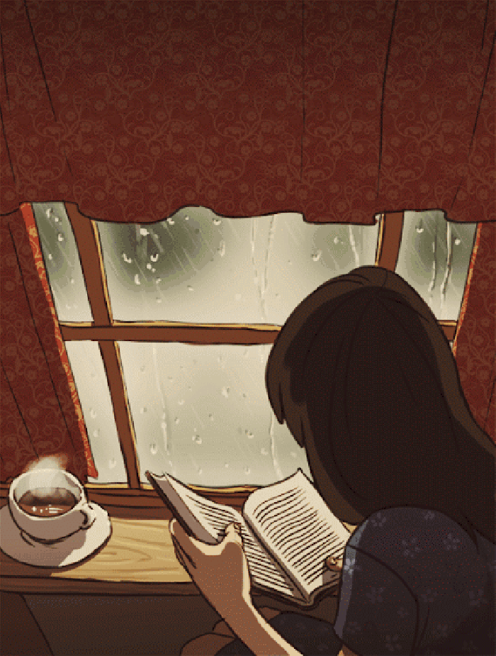 热茶 看书 窗户 少女