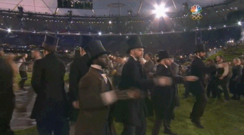 伦敦奥运会 开幕式 大礼帽 群魔乱舞 跳舞