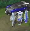 汽车 草地 长发 卡通