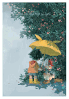 卡通 动漫 下雨 关心 感动 打伞