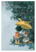 卡通 动漫 下雨 关心 感动 打伞