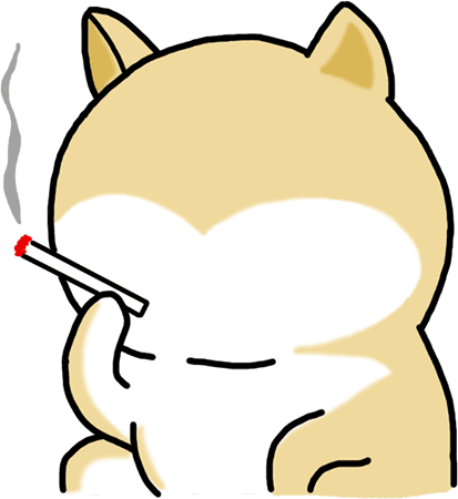 卡通 猫耳朵 抽烟 土黄色