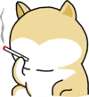 卡通 猫耳朵 抽烟 土黄色