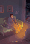 孤单 看电视 小猫 夜晚