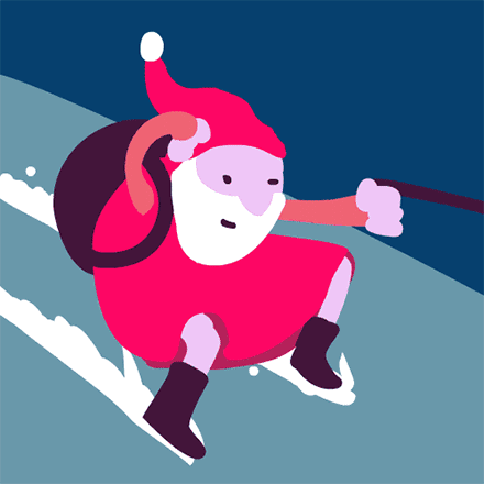 插画 圣诞老人 搞笑 滑雪 可爱