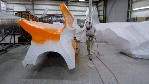 雕塑 艺术 橙色 涂刷