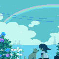 背景 像素 女孩 风景 卡通