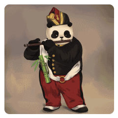 熊猫人 吹笛子 可爱 踮脚