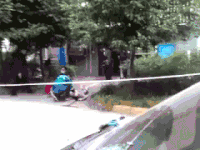 绳子 警车 树木 走动