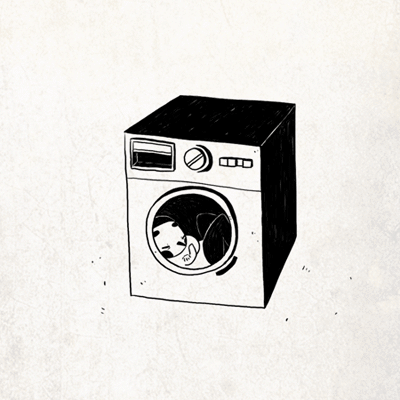 洗衣机 脑洞 黑白 可爱 清新插画 设计