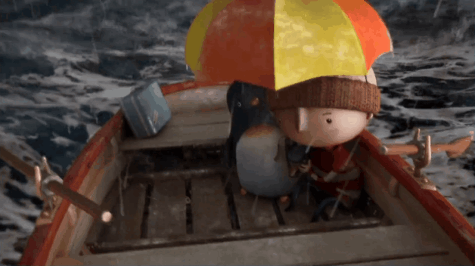 卡通 雨伞 小船 小孩子 企鹅