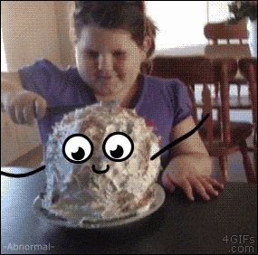 萌翻 毫无违和感 食物 食物加表情 生日蛋糕 气球 切蛋糕 整人