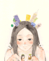 卡通 美女 红脸蛋 楼房