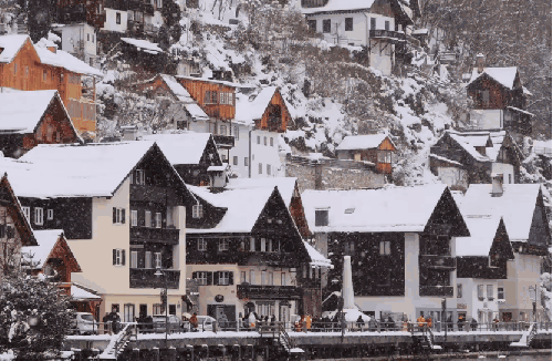 下雪 小镇 房子 旅游 纪录片 阿尔卑斯山脉 风景