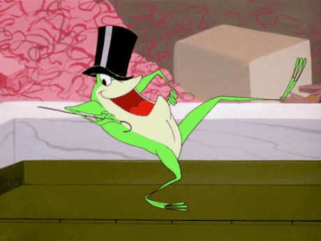 青蛙 跳舞 帽子 手杖
