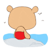 小熊 背影 看海 海鸥 红裤子