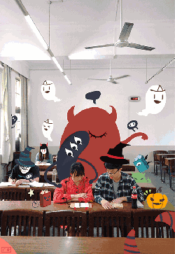 万圣节 创意 可爱 学生 小恶魔 教室 设计