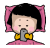 卡通 红脸蛋 手机  蘑菇头