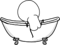 卡通 小人 黑白 浴缸