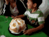 蛋糕 小孩 绿色 奶油