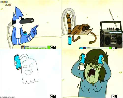 卡通 录音机 蓝色 开心