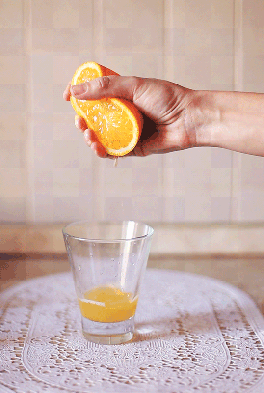 橙子 榨汁 玻璃杯