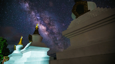 星空 泰国寺庙 银河 绚丽的星空 寺庙 延时拍摄